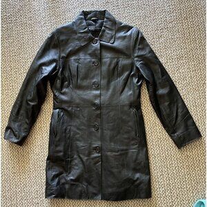 Women’s R & O Leather 3/4 Length Button Front Jacket Size Small